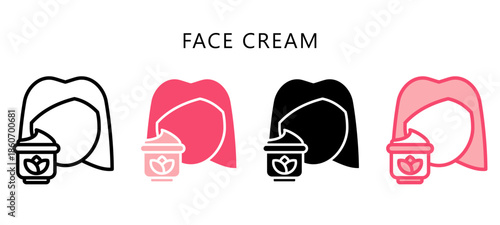 Face Cream Multi Style Icon. Mini Illustration Relate To Personal Care. Use For Modern Concept, Ui, Ux Web And App Development.