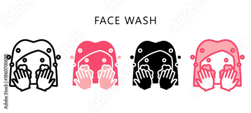 Face Wash Multi Style Icon. Mini Illustration Relate To Personal Care. Use For Modern Concept, Ui, Ux Web And App Development.
