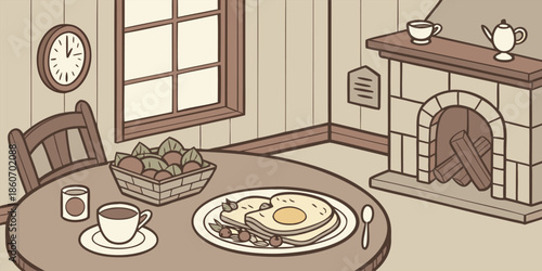 Warm Breakfast Scene in Cozy B&B