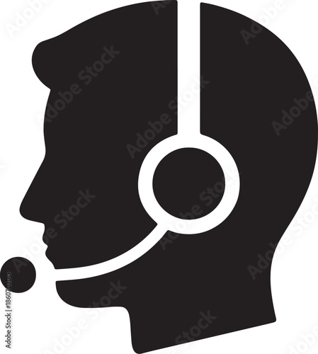 Black and white silhouette of a human head with a circular on the forehead also transparent background