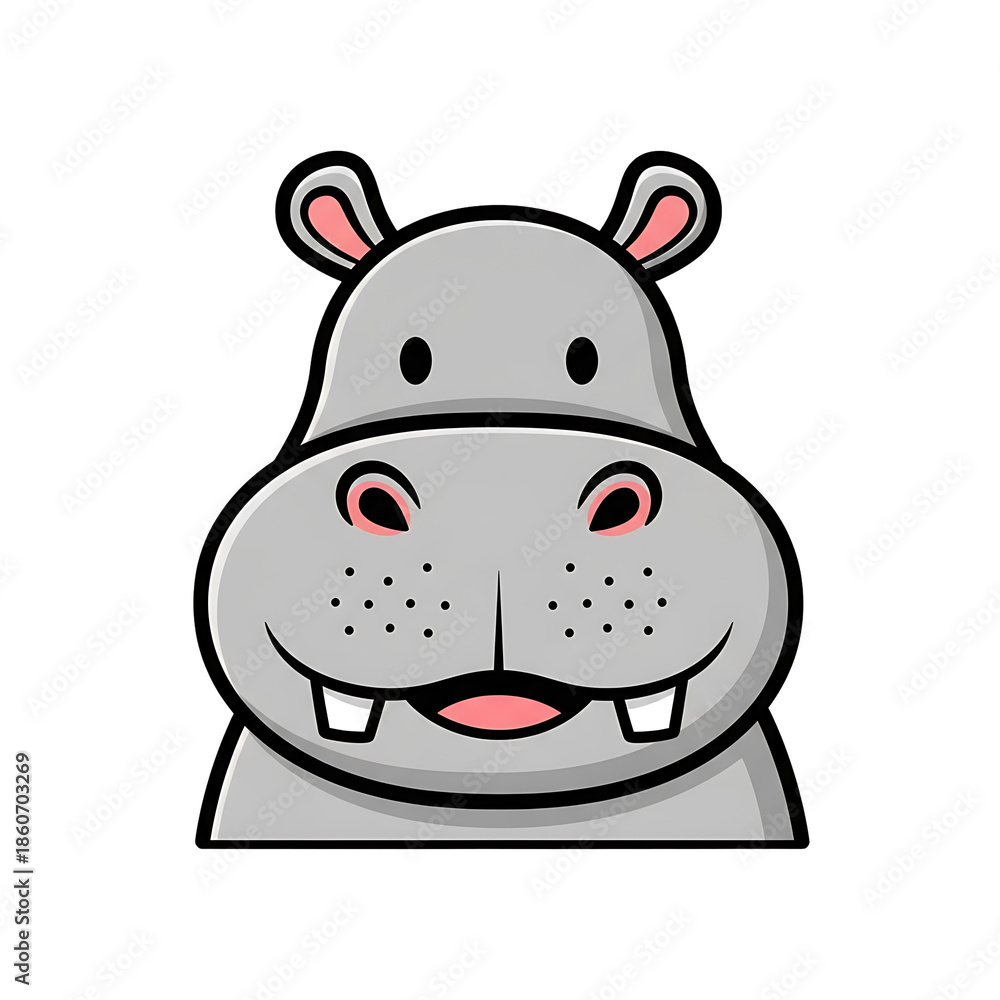 Naklejka premium Hippo Cartoon Head. (3)