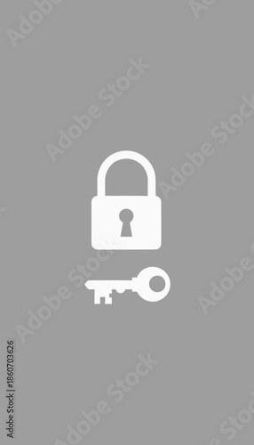 Minimalist Design Showcasing a Secure Lock and Key Symbolizing Security, Protection, and Privacy on a Neutral Gray Background