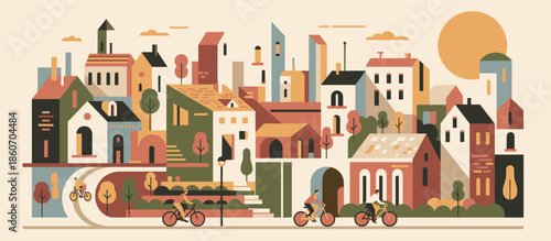 Small green boat floating peacefully on a tranquil lake with a large, colorful rainbow arching over a distant pine forest in a whimsical hand-drawn style