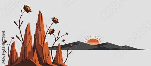 Group of friends sharing a pepperoni pizza from a box and drinking red wine at a casual party, a social gathering depicted in a retro graphic illustration style