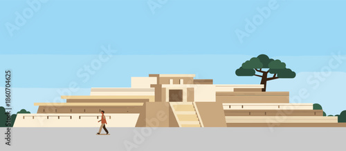 Beautiful illustrated woman's face and shoulders with dark hair and a calm expression in a minimalist, modern, hand-drawn vector style with a warm, gentle color palette