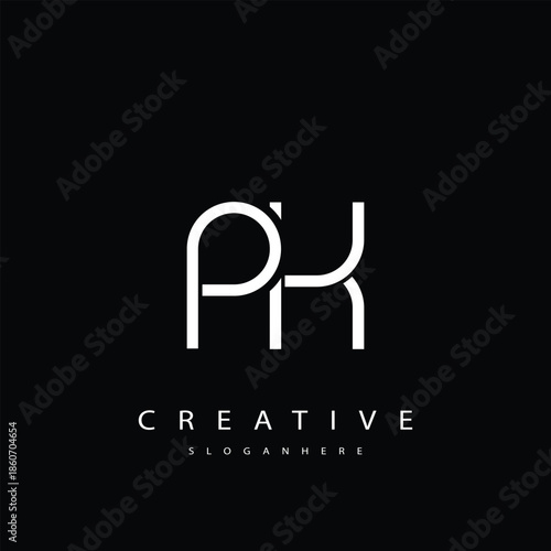 PK Abstract  Monogram Logo Design. This logo is designed with a combination of two line letters P and K 