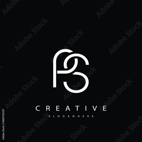 PS Abstract  Monogram Logo Design. This logo is designed with a combination of two line letters P and S 