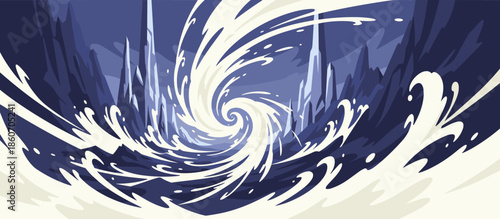 Stylized colorful tulips in a graphic illustration feature a hand-drawn, textured aesthetic with halftone dots, growing in a dense field of dark grass from a low angle view