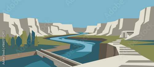 Sad brown hunting dog being gently petted and hugged by its owner in a tender moment, depicted in a graphic, hand-drawn illustration style with bold outlines