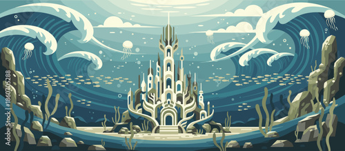 Classic old fashioned cocktail illustration in a rocks glass with ice cubes, garnished with an orange slice and two cherries in a retro pop art style