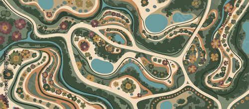 Stylized blue and white ocean waves illustration with flowing lines and graphic halftone dot patterns creating a dynamic and abstract water surface texture for a modern design