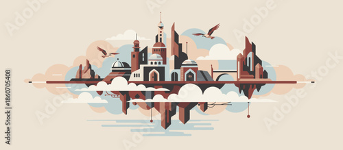 Stylized illustration of delicious French toast with melting butter, depicted in a warm, graphic pop art style with bold black outlines and an appetizing retro color palette