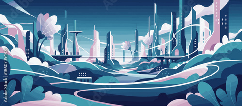 Delicious bowl of Asian noodles with a fried topping and parsley, paired with a steaming hot drink in a retro comic book art style illustration on a wood surface