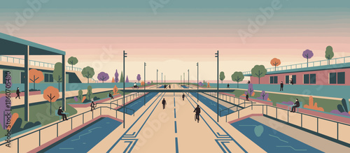 Stylish young woman with short hair wearing a retro mod dress poses confidently against a large yellow brick wall in a vintage comic book style illustration with halftone details