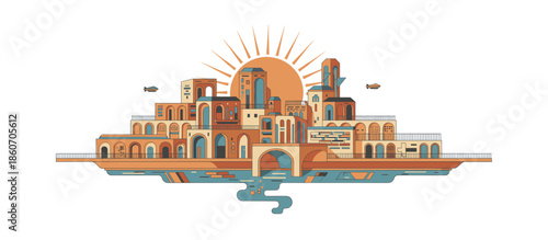 Silhouette of a sad young woman sitting alone in a fetal position inside a colorful abstract geometric window, conveying loneliness and introspection in a graphic illustration