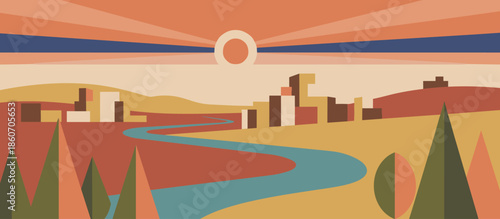 Sports referee in a striped uniform stands alone on an empty green field in a large stadium illuminated by bright floodlights at night, a graphic comic book style illustration