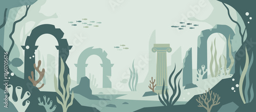 Curious capuchin monkey illustration peeking from behind a tree in a lush jungle, rendered in a graphic, hand-drawn style with a limited earthy color palette and halftone details