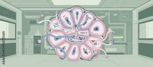 Graphic illustration of succulent plants with bold outlines and halftone dot shading, rendered in a modern pop art style with a limited green and cream color palette