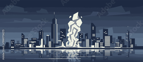 Crashing turquoise ocean waves against a rocky shoreline in a dramatic, graphic novel illustration style with bold black outlines and a powerful, energetic mood