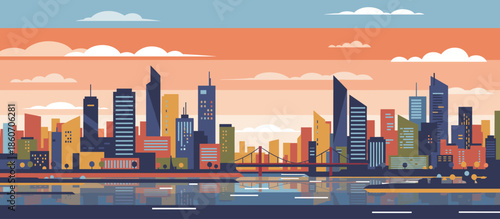 Scuba diver with a professional camera swims underwater near a coral reef, capturing marine life as sun rays illuminate the deep blue ocean in a graphic illustration style