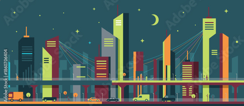 Dense urban slum with corrugated metal roofs and a large water tank is shown in a graphic comic book style illustration with a modern cityscape