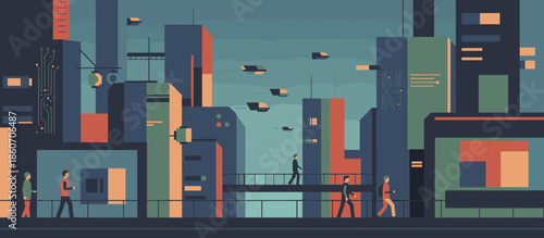 Delicate sprig of blue forget-me-not flowers in a simple ceramic vase, a minimalist hand-drawn illustration with a gentle and serene mood and flowing wavy shapes