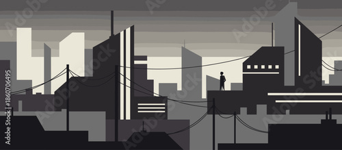 Romantic illustrated couple holding hands and smiling happily while standing together under a large ancient stone archway in a graphic novel style