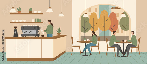 Ornate traditional red and teal building corner with intricate architectural details contrasts with modern blue skyscrapers in a vibrant, graphic comic book style illustration