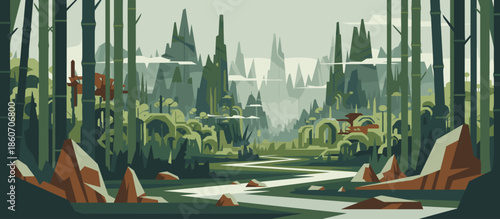 Hand-drawn basketball hoop and backboard on an empty urban court viewed through a chain-link fence in a nostalgic, graphic illustration style with a warm sunset sky