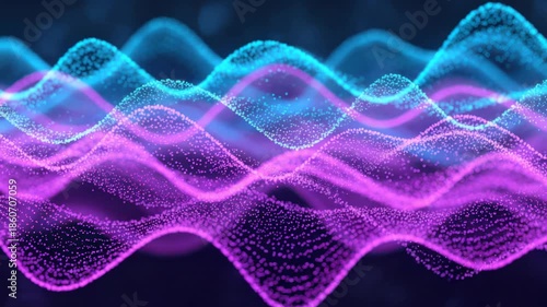 Abstract Digital Waveform Visualization with Vibrant Colors and Dynamic Motion