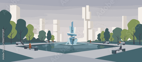 Fit woman in a black sports bra holds a rolled yoga mat in a minimalist graphic illustration with abstract shapes and a warm, earthy color palette