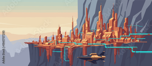 Determined man in a red tracksuit balances on a high rooftop railing, preparing to jump over a modern cityscape in a dynamic comic book style illustration