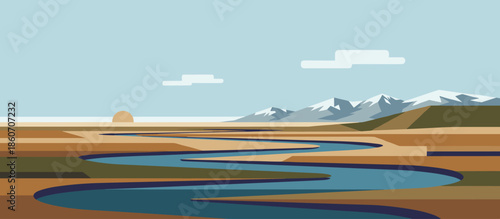 Green algae growing inside a laboratory flask next to a petri dish and dropper in a comic book style illustration representing biotechnology and biofuel research