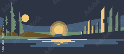 Old abandoned sofa sits on the overgrown porch of a derelict brick house with a broken window and boarded door in a comic book art style