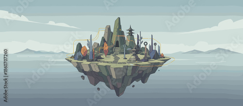 Two scientists, a man and woman, conducting fieldwork research on a rocky shore, examining marine life in a tide pool surrounded by seaweed in a hand-drawn illustration style