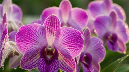 Delicate Purple Orchid Blossoms in Serene Garden Display for Floral Beauty and Nature
