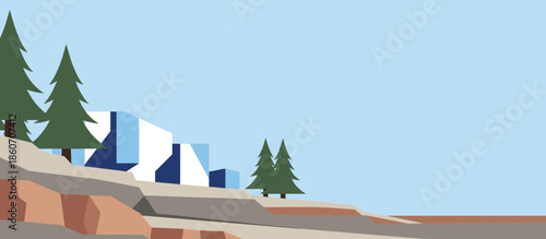 Grand Gothic cathedral facade illustration with intricate stone carvings, a large rose window, and an arched wooden door, viewed from a dramatic low angle at night