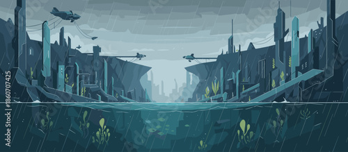 Mysterious woman wearing a dark traditional robe and a veiled hat stands solemnly in a windswept field with bare trees, depicted in a muted color palette graphic novel style