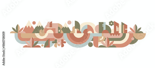 Stylized graphic illustration of a person swimming peacefully in dark water while a hand touches the golden surface, creating serene ripples in a comic book art style