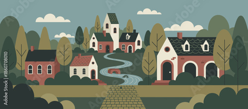 Graphic illustration of a coastal city from an airplane wing shows a sandy beach and ocean under a dramatic cloudy sky in a bold, retro comic book art style