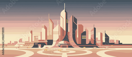 Traditional wooden outrigger boats with sails rest on a rocky tropical shore next to a lush jungle during a serene and colorful sunset in a comic book vector style