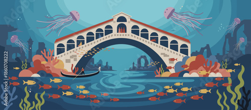 Historic building with a colorful geometric tiled roof and timber-framed gallery surrounds a large, empty courtyard where a lone person stands in contemplation