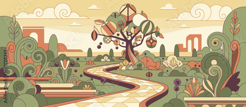 Illustrated portrait of a young hopeful woman with blonde hair and freckles looking up with a gentle smile in a modern graphic comic style