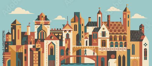 Sad illustrated dog with droopy ears lying on the floor with a pensive expression, created in a graphic pop art style with bold outlines and a limited color palette