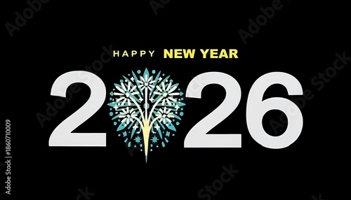 New year illustration design black background