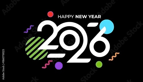 New year illustration design black background