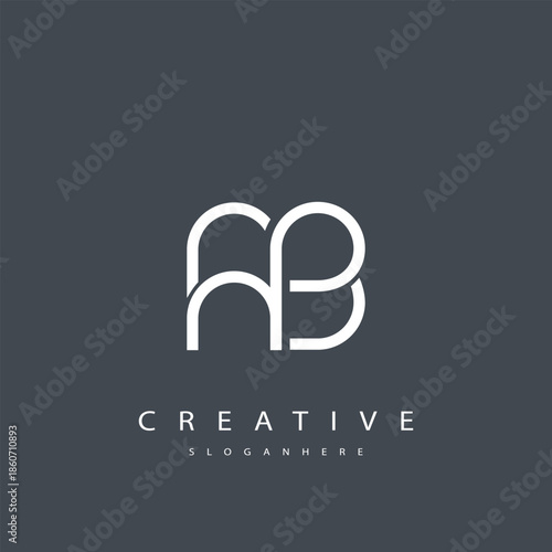 AB Abstract  Monogram Logo Design. This logo is designed with a combination of two line letters A and B 