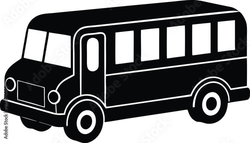 Simple black bus icon illustration, Public transit symbol graphic design