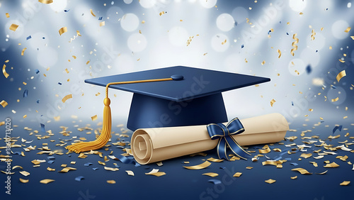 graduation cap education concept with  illustration 