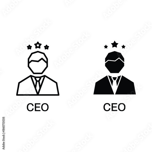 Two Black and White C E O with Stars Above Their Heads